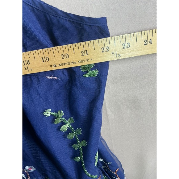 BloomChic Navy Blue Floral Butterfly Embroidered Mesh Maxi Dress Womens Plus 26 - Picture 9 of 15